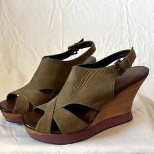Audley London Stacked Open Toe Platform Wedge Sandals Women's size 6/37